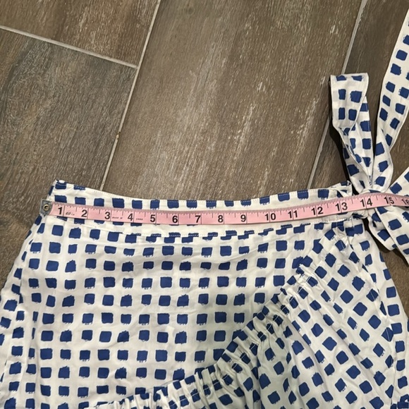 Vineyard Vines Painterly Grid Blue and White Ruffle Skirt - Picture 6 of 8